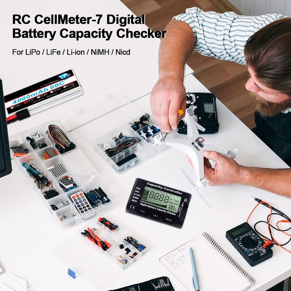RC Cellmeter 7 Digital Battery Capacity Checker Controller Tester black
