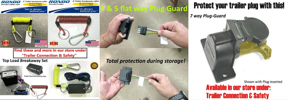 7 way round, flat blade Trailer Light RV Plug Trailer side