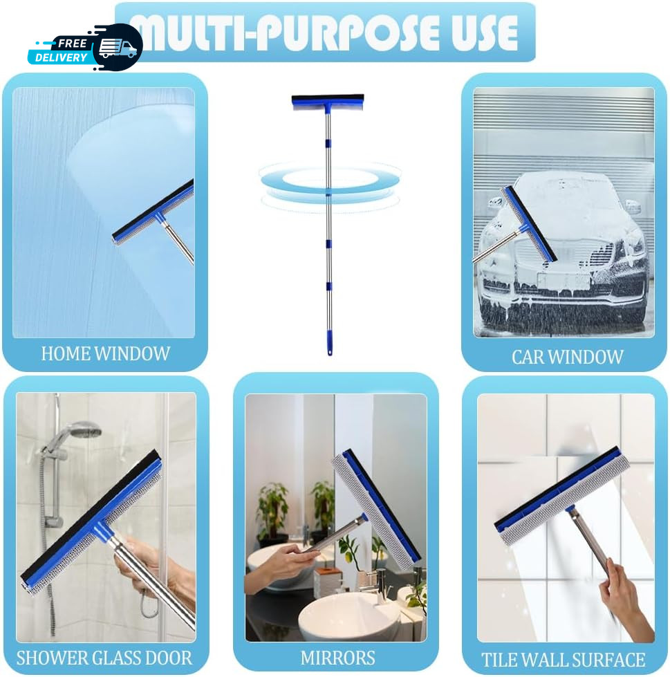 72" Squeegee for Cleaning - Long Handle Window Cleaner Tool Sponge Scrubber