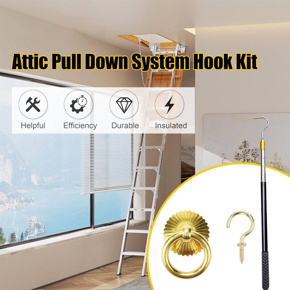 Ladder Pull Down System Kit Attic Metal Pull Hook Set Attic Pull Down Set Of 9