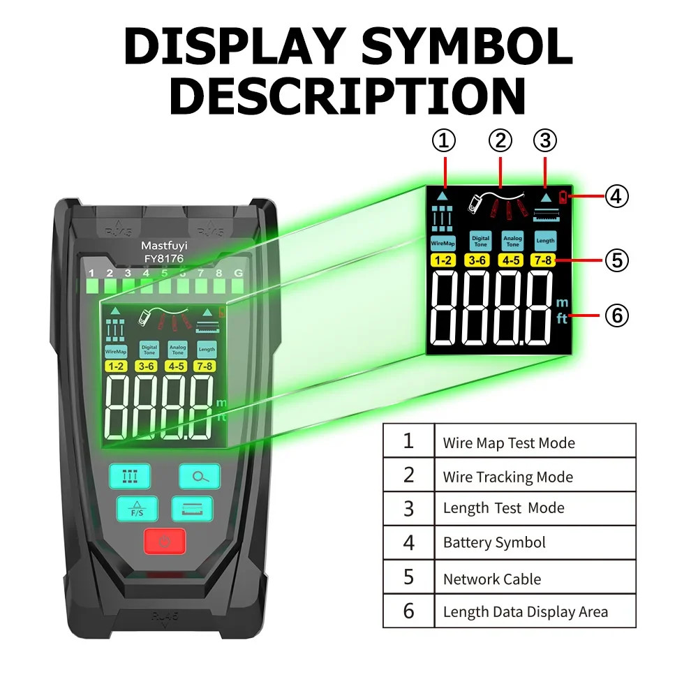 Cable Tester LCD Digital Network Line Finder Wire Tracker PoE Checker Wire Meter