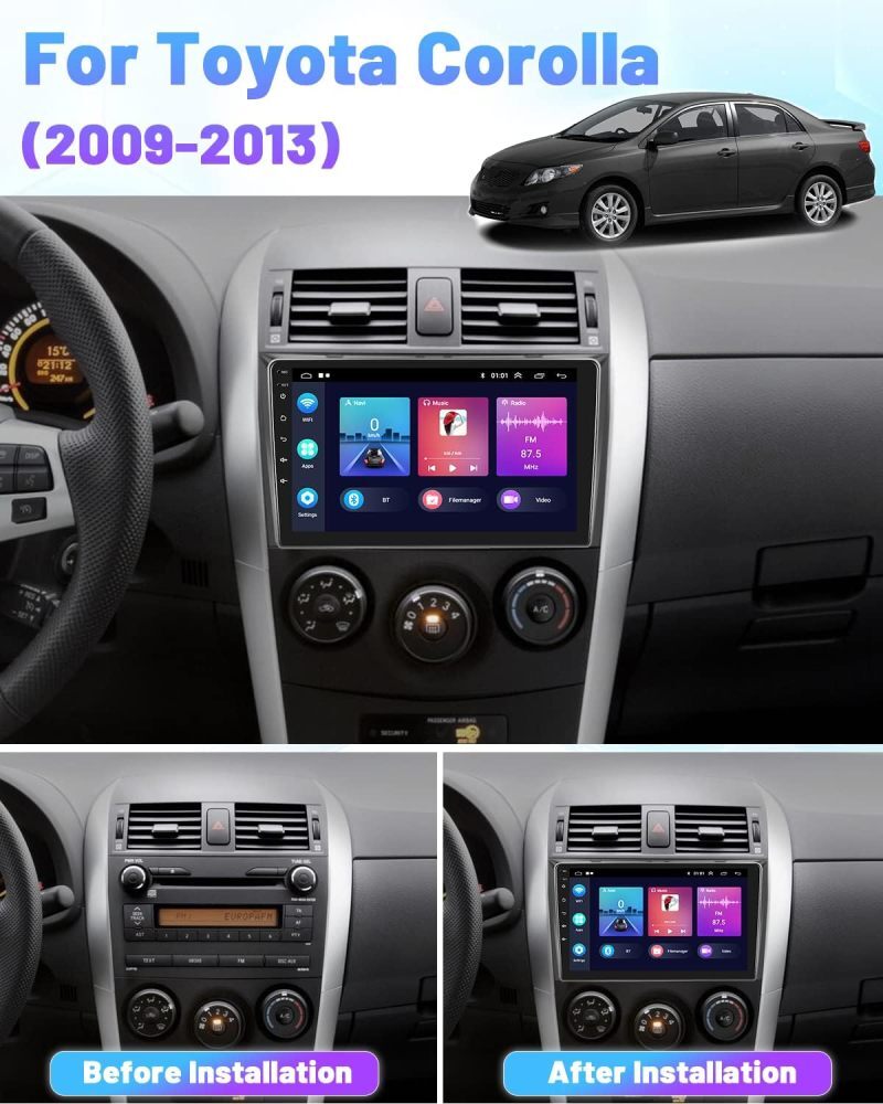 Apple Carplay For Toyota Corolla 2009-2013 Car Stereo Radio Android 15 GPS WIFI
