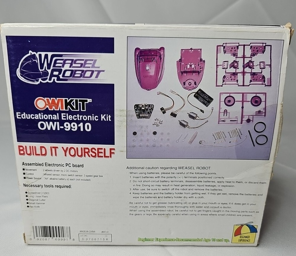 ROBOTIKITS Educational Science Electronic Kit Weasel Robot OWI-9910 NEW