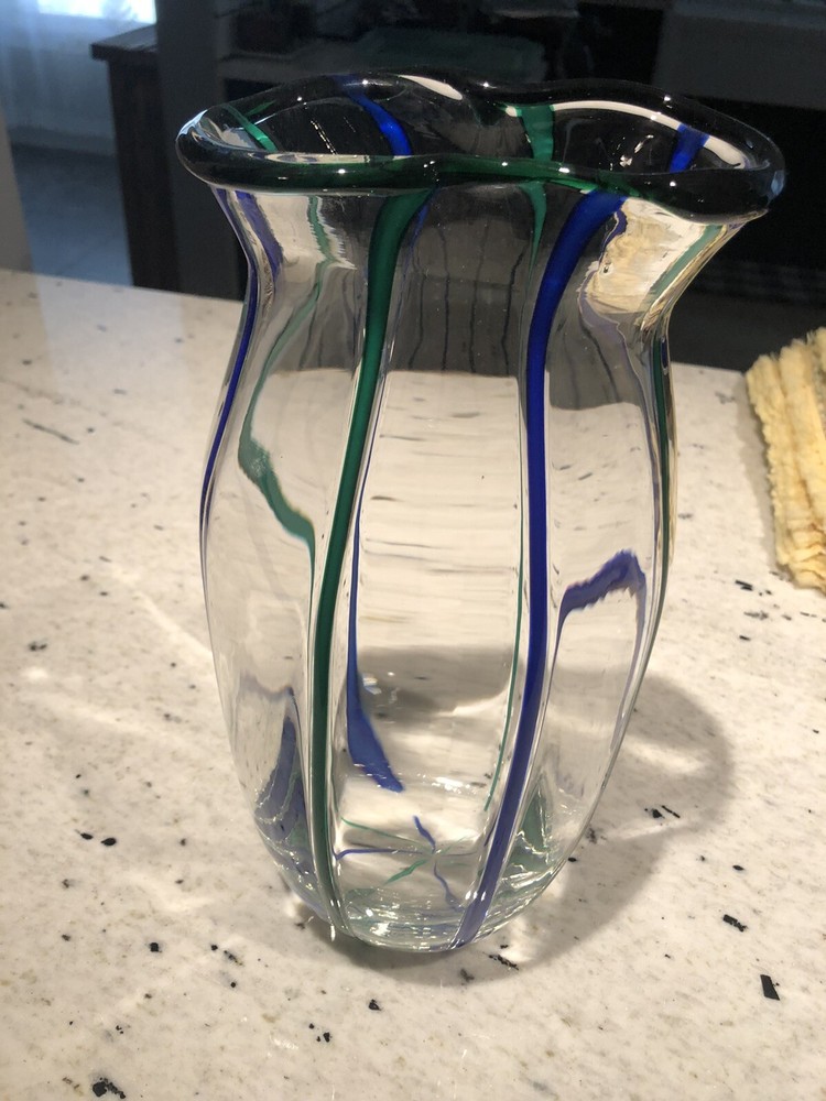 clear blue green vase