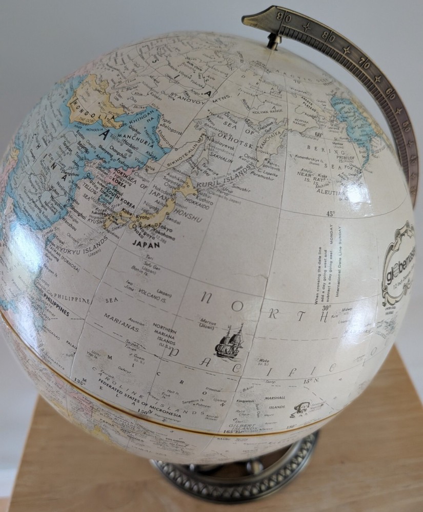 Vintage REPLOGLE Globemaster 12 Inch Globe Raised Relief Metal Base