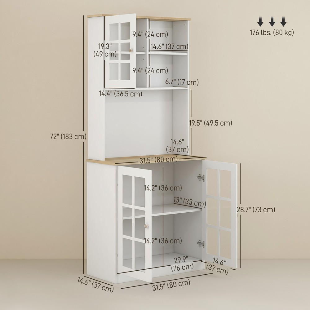 Kitchen Storage Cabinet Sideboard White and Oak
