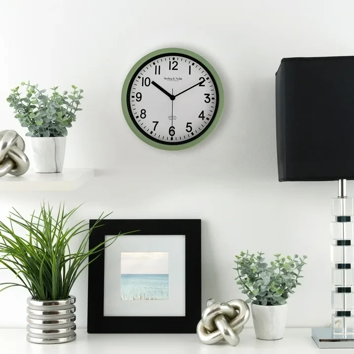 Mainstays Basic Indoor 8.78" Sage Analog Round Modern Wall Clock