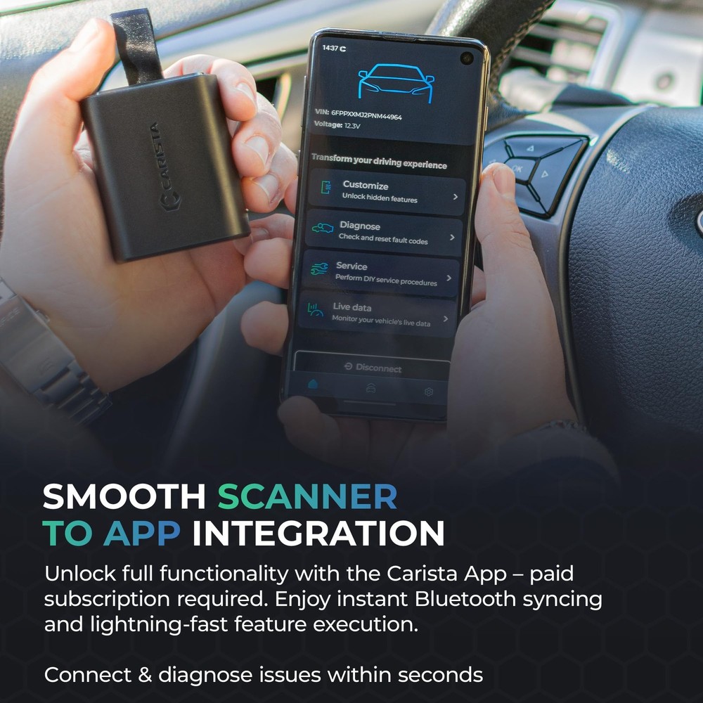 Carista EVO - Bluetooth OBD2 Scanner - Car Diagnostic Tool & Code Black