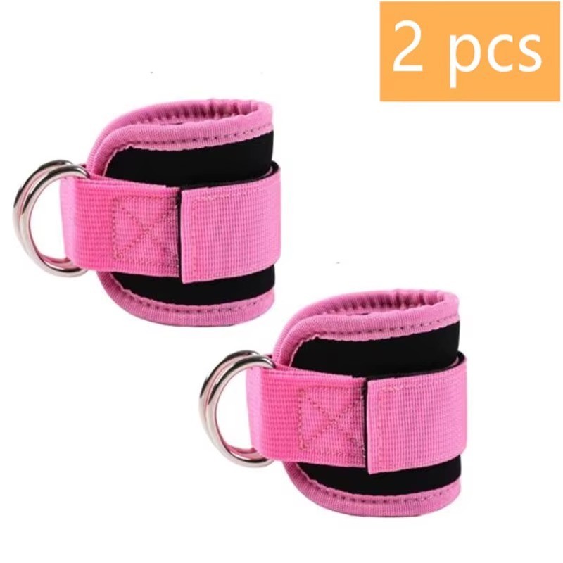 Gym Ankle Straps Double D Ring Adjustable Padded Cable Machine Cuffs