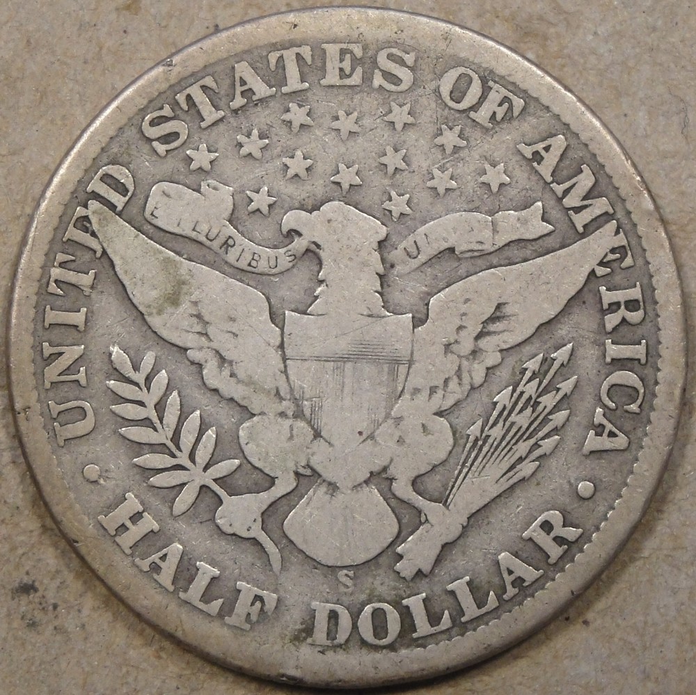 1902-S Barber Half Dollar 50c VG As Pictured