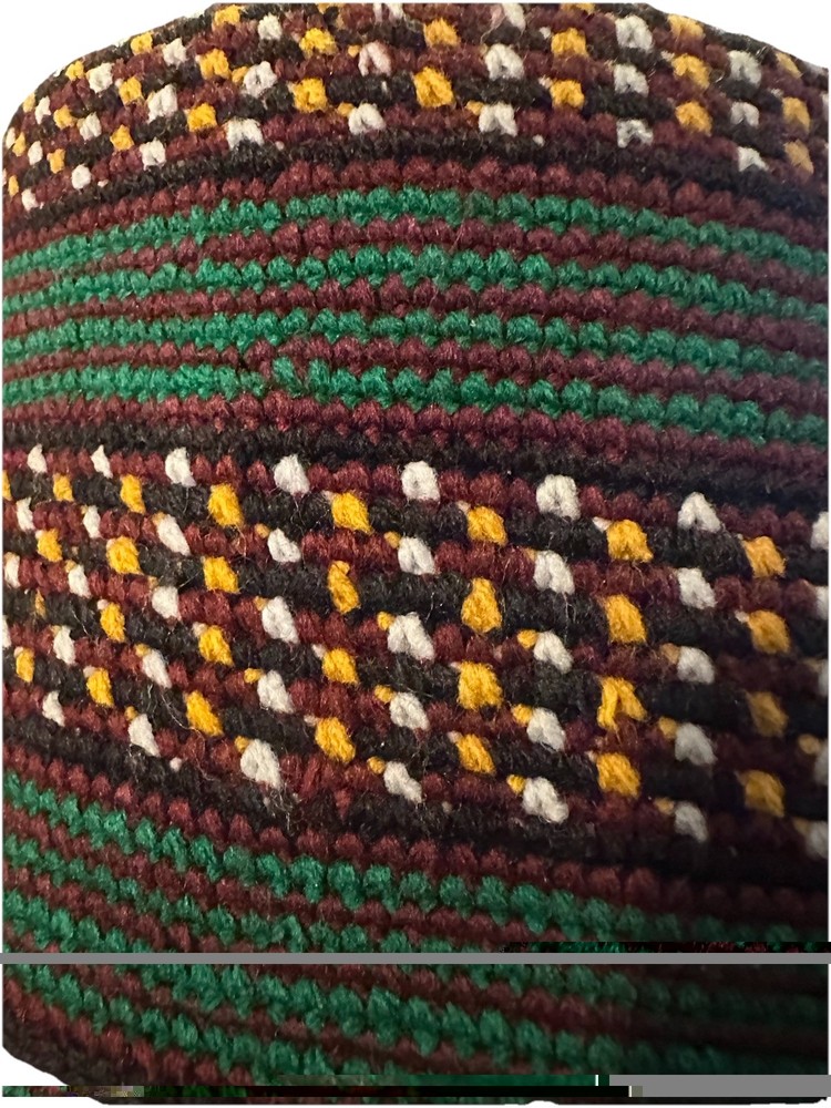 Handmade Crochet Hat Multicolor Striped Pattern Colorful Warm Winter Accessory