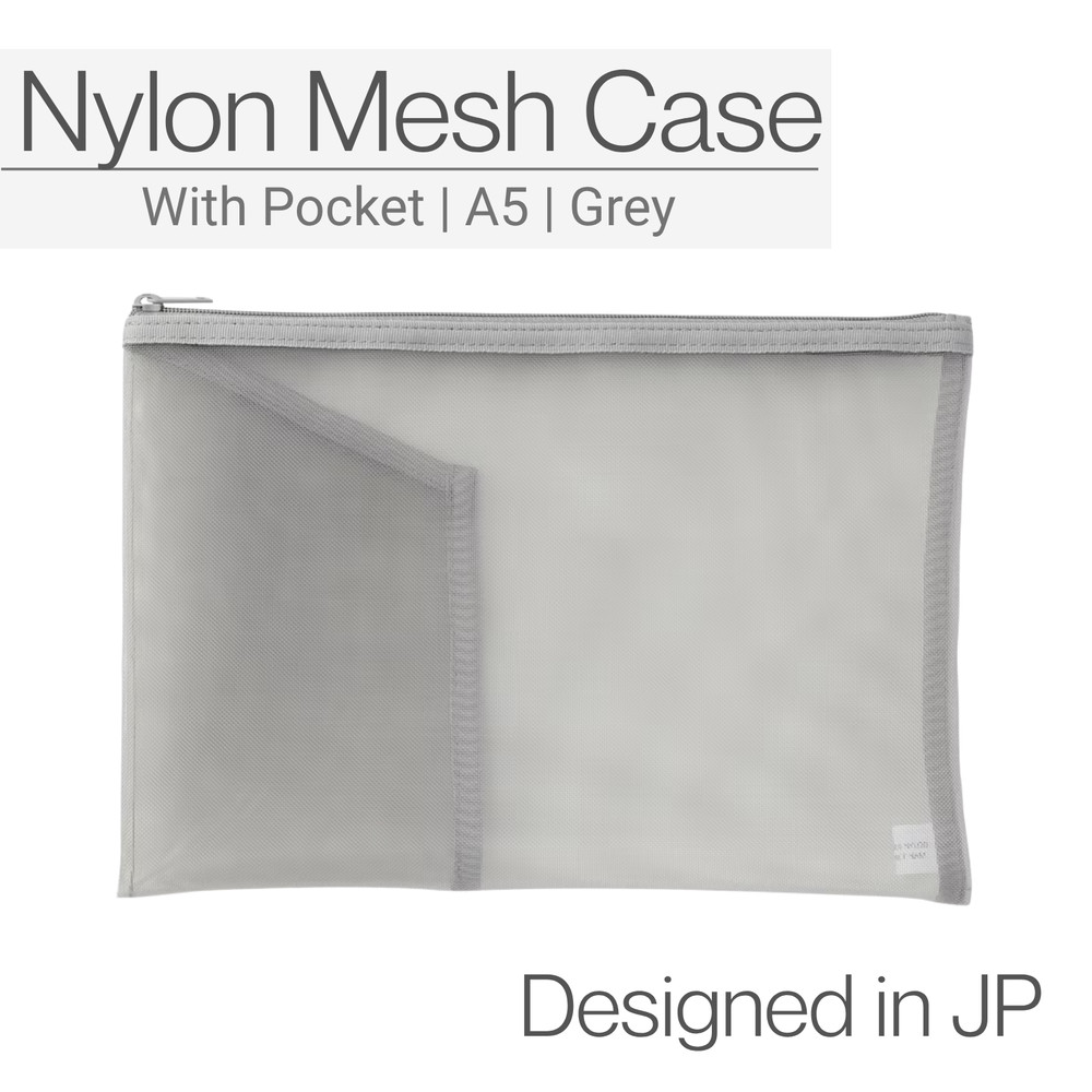 [MUJI] Nylon Mesh Case with Internal Pocket - Grey
