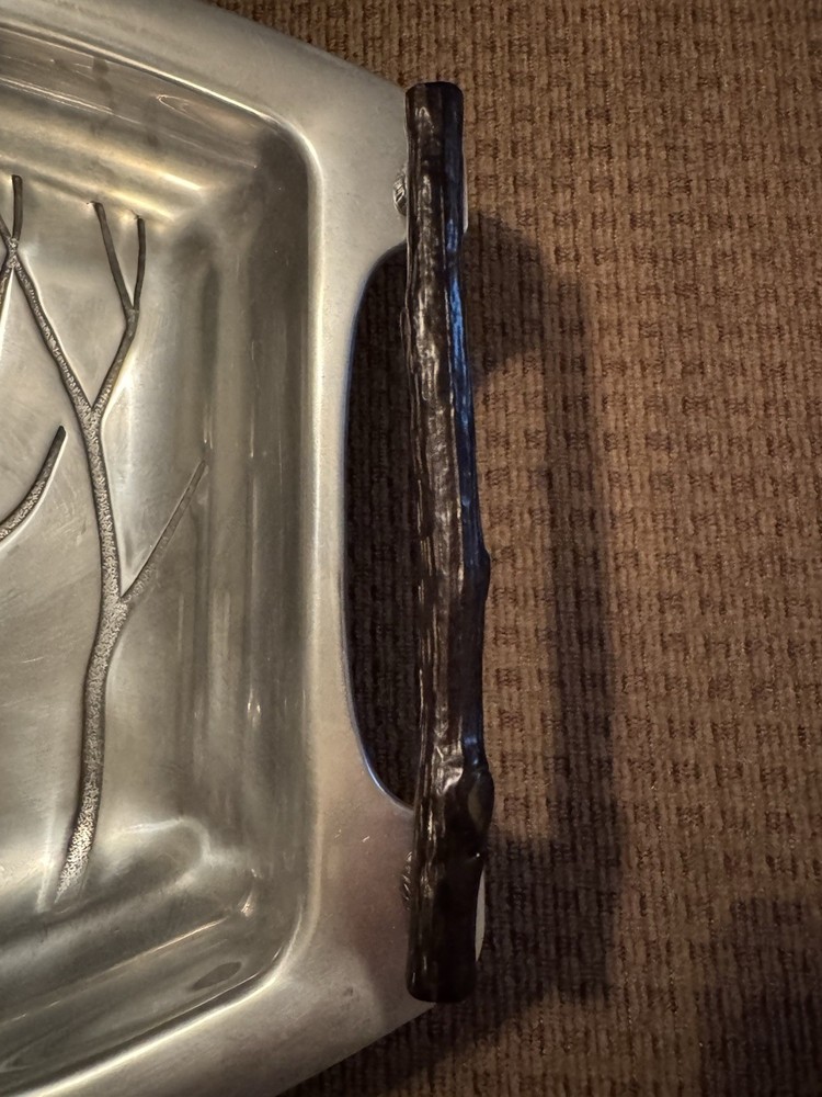 Vintage Lenox Silver Plated Serving Tray Black Tree Pattern Handles 17x11 Inches