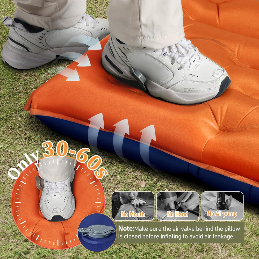 Camping Sleeping Pad,Extra Wide 6 Inch Thick Inflatable Sleeping Pads with Built