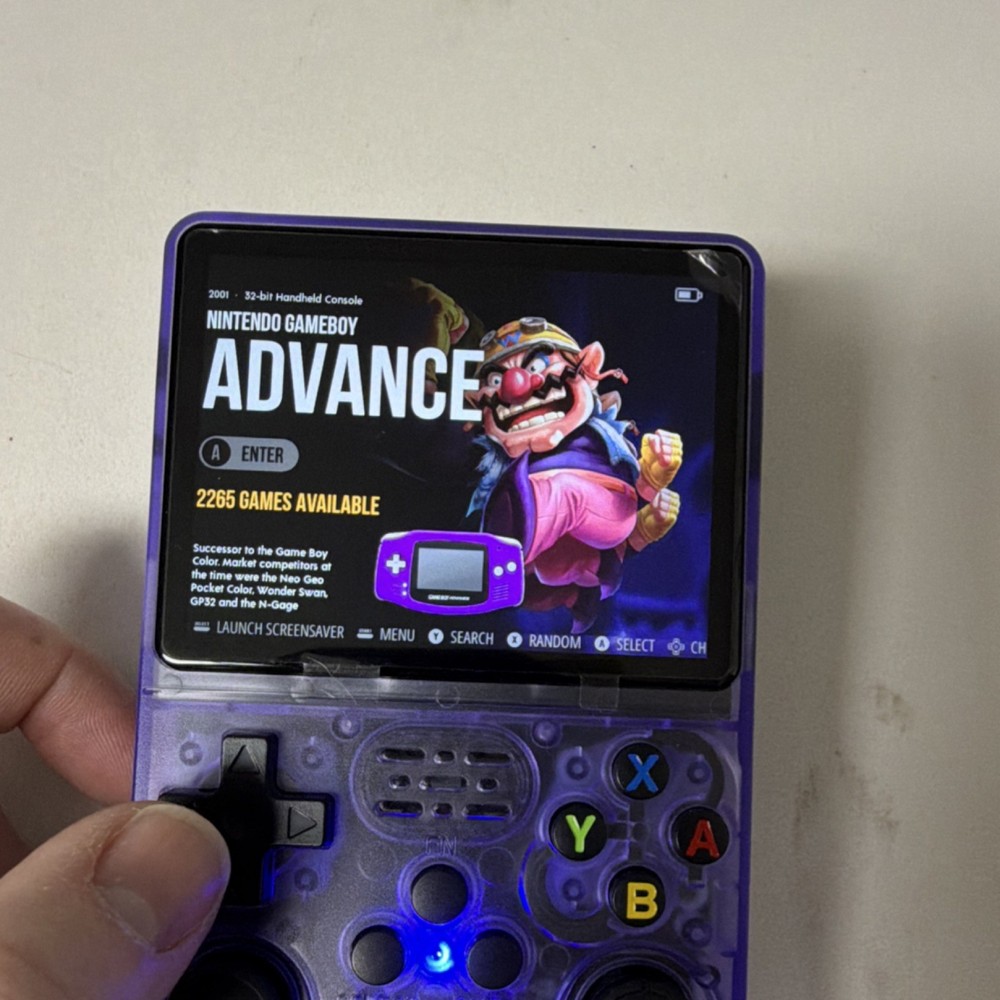 R36S Open Source Handheld Game Console Purple Transparent USB-C