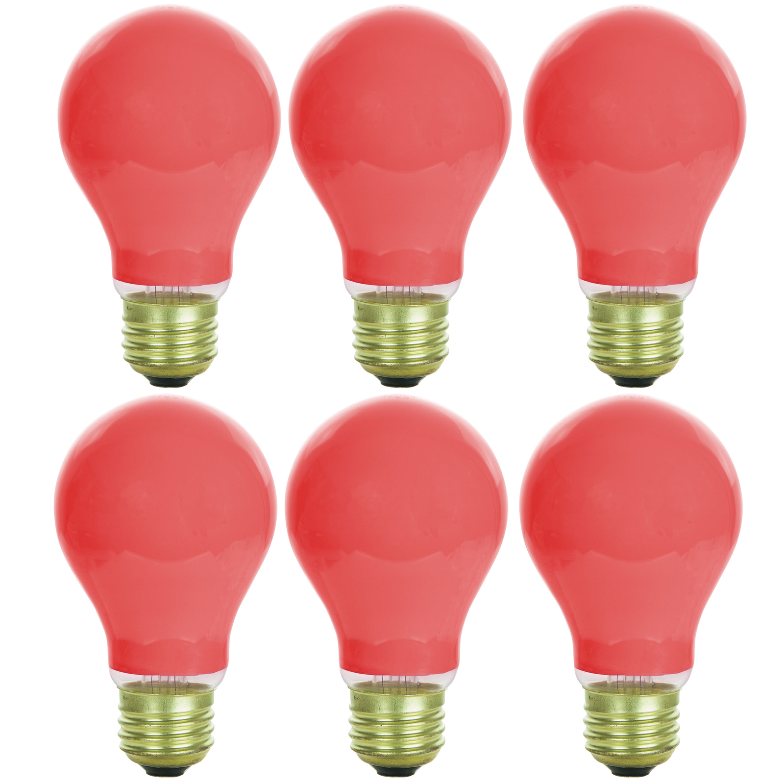 6Pack 60W A19 Light Bulb, Ceramic Red Light Bulb, Dimmable, E26, 120V