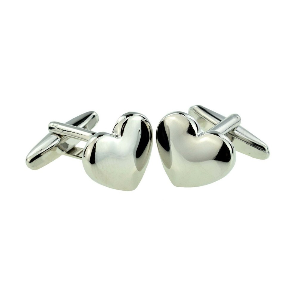 Domed Metal Love Heart Cufflinks Presented in a Box X2AJ503