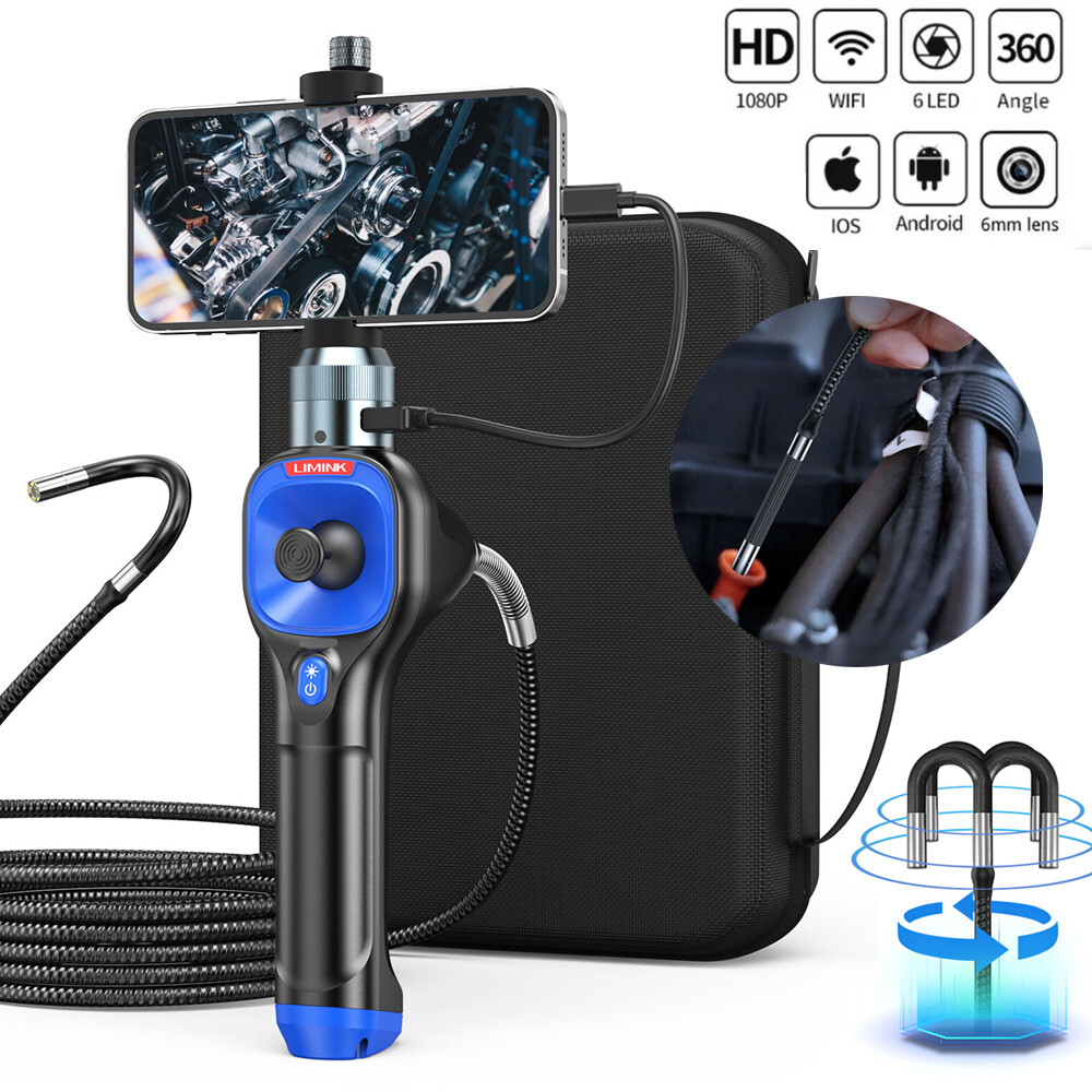 360° Articulating Borescope 4 Way Endoscope Inspection Camera for iPhone/Android