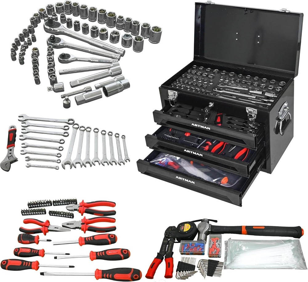 439 Piece Tool Set Mechanics Hand Tool Kit Sockets Wrenches W/ Storage Tool Box
