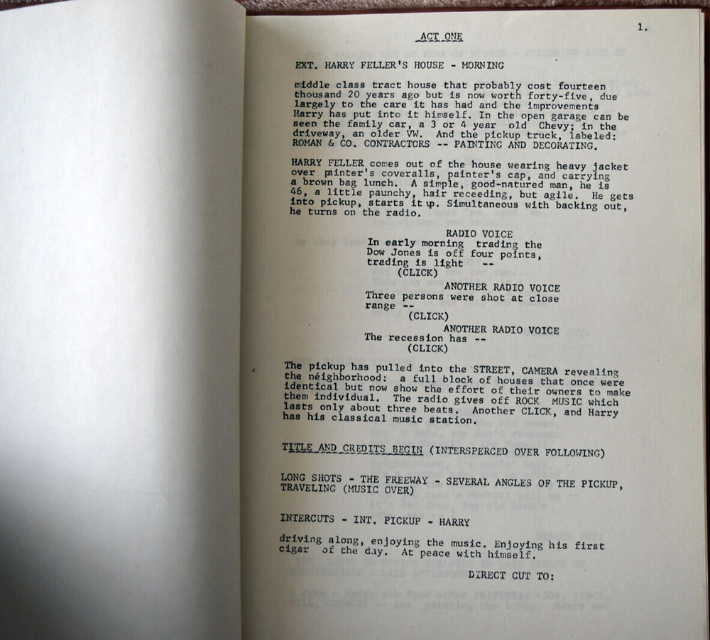 "No Place For a Happy Man" Original First Draft Screenplay Script