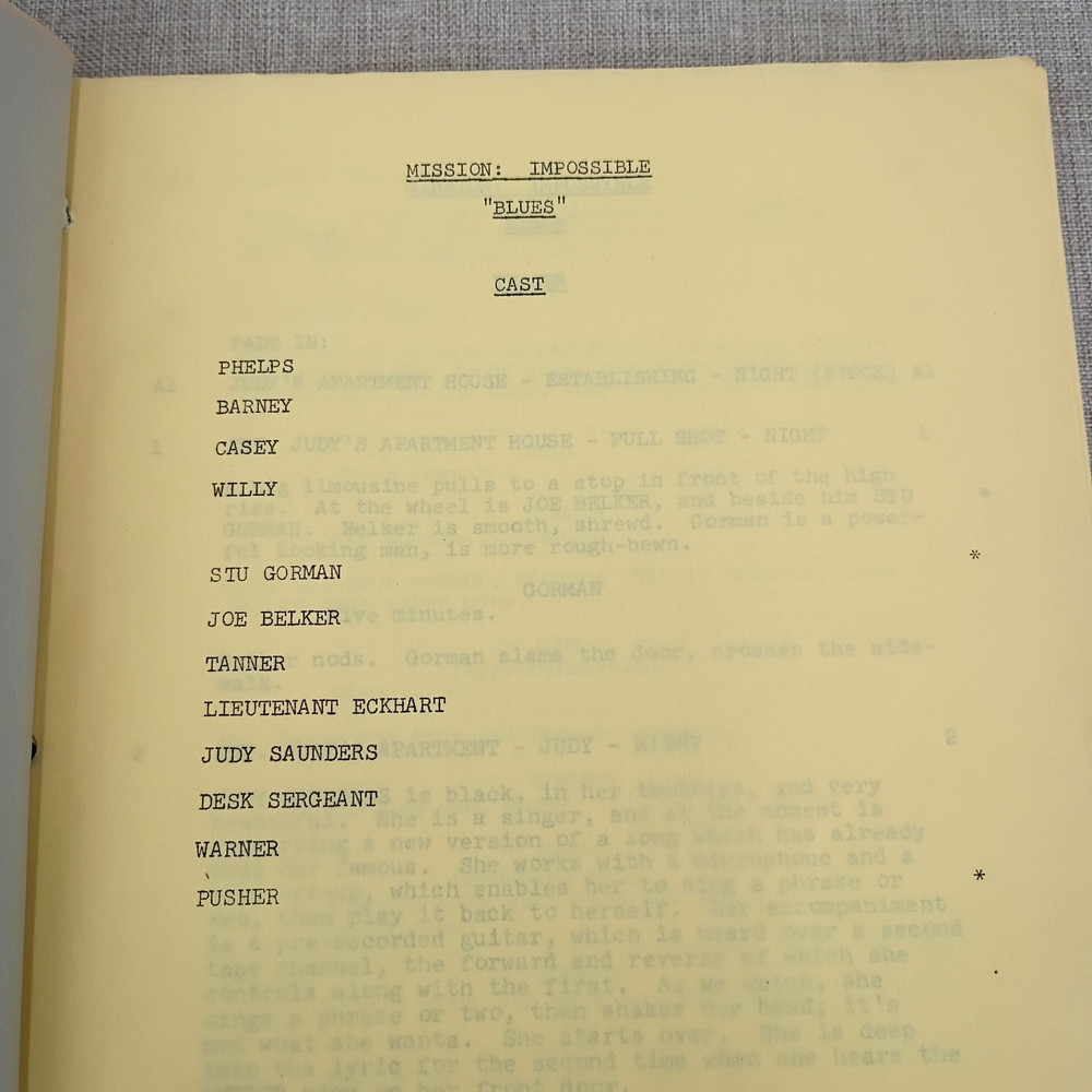 Mission: Impossible 1971 TV Show Original Script "Blues" Revised Final Draft