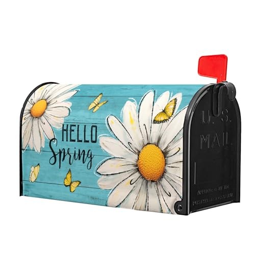 Rustic Spring Daisy Magnetic Mailbox Cover - Standard 21x18 inch Hello Spring