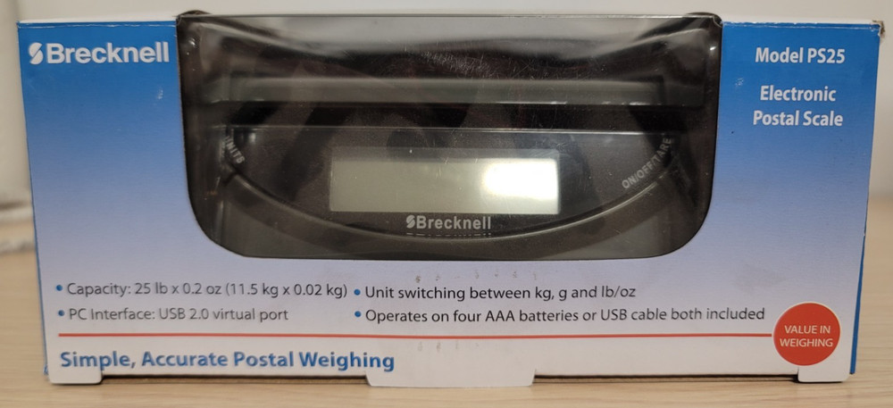 Brecknell Digital Postal Scale, 25 lb. Capacity (PS25 GRAY)