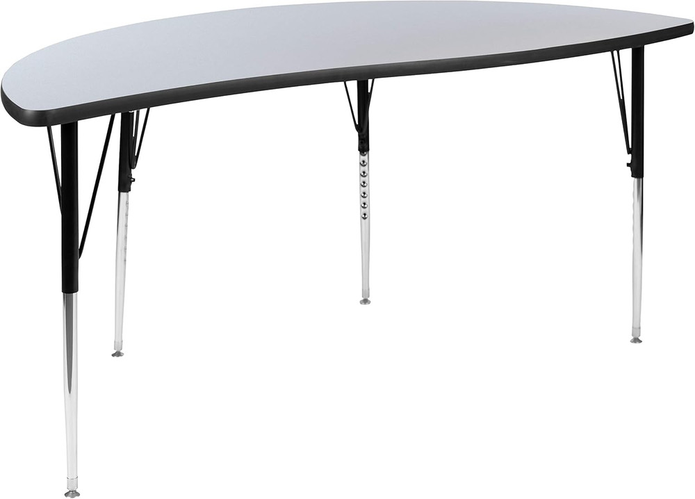 Emmy 60" Circle Wave Flexible Grey Thermal Activity Table Set with Adjustable Le