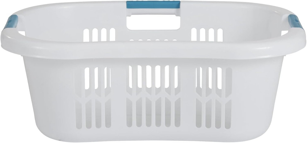 Rubbermaid Large Hip-Hugger Laundry Basket/Hamper, 1.5-Bushel, White, Stackable