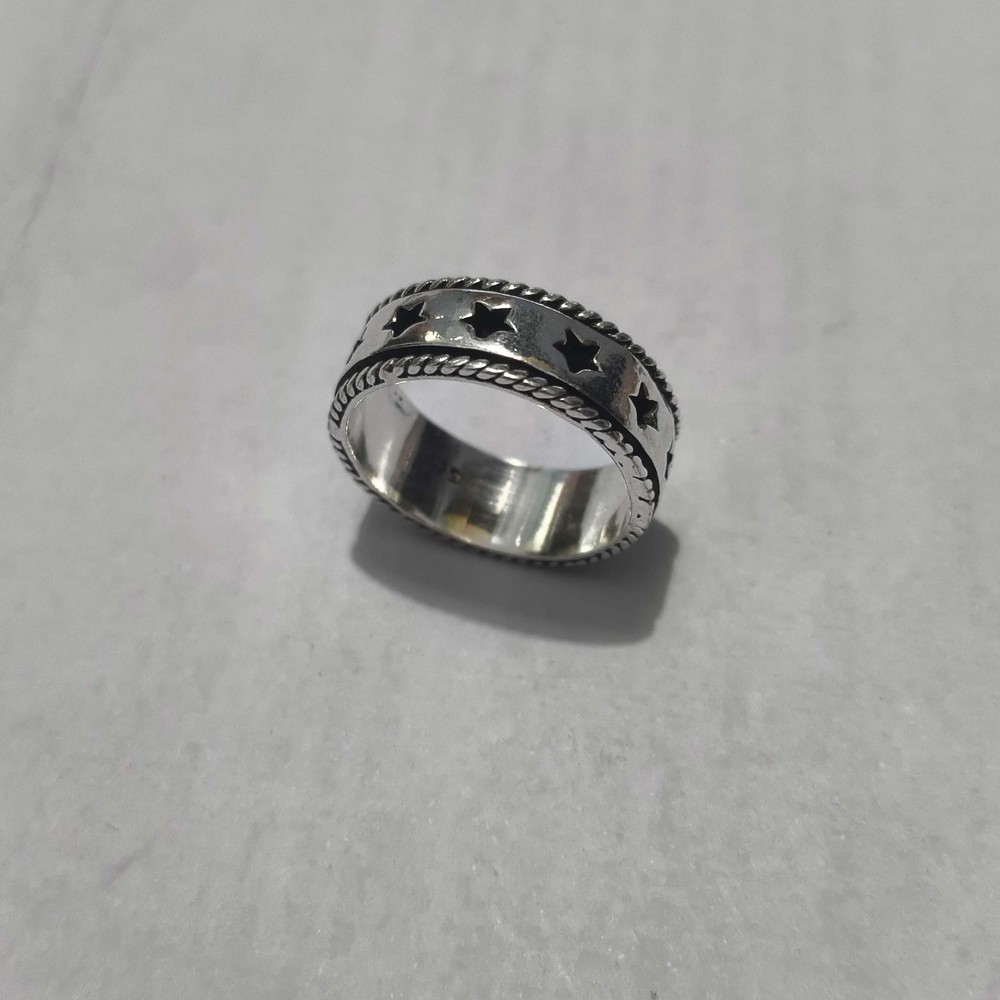 Solid 925 Silver Star Spinner Band | Boho Celestial Symbol Ring Gift for Her Him