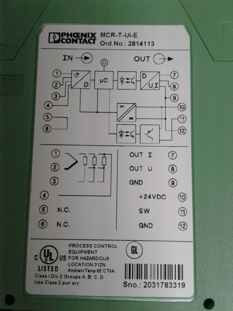 Phoenix Contact 2814126 MCR-T-UI-E Programmable Temperature Measuring Transducer