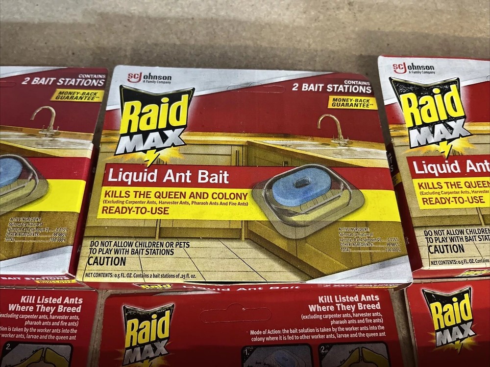 Raid Max Liquid Ant Baits Kills Ants Where They Breed 2 Bait Stations 6 Pack=12