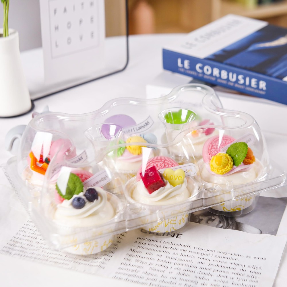 6 Count Cupcake Containers 30 Pack Holders Clear Plastic Stackable Boxes