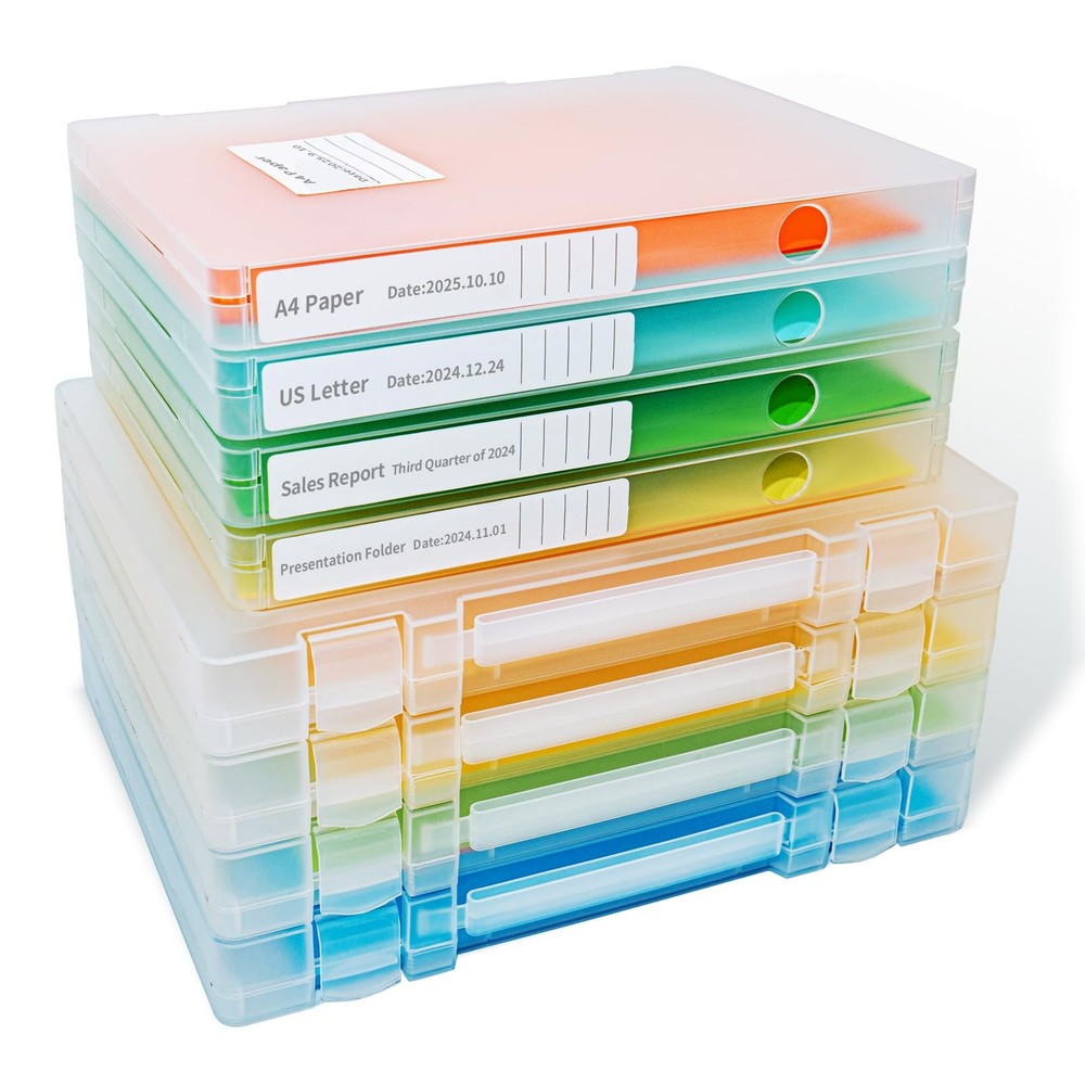 Mickiewicz 8 Packs Paper Storage Boxes Plastic Multi-Purpose Scrapbook Office Cr