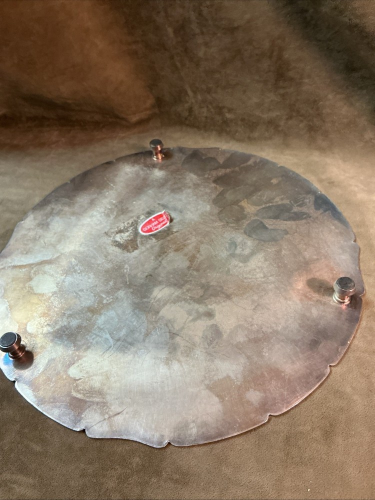 Vintage Gorham Silver Plated Large Size Footed Trivet/Hot Plate Floral Design