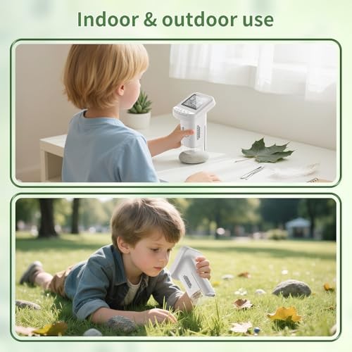 1200X Handheld Portable Microscope for Kids Digital Scope 2.0" Screen White