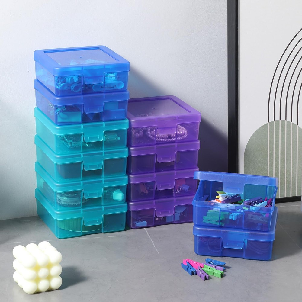 18 Pack Small Plastic Storage Containers Clear Arts & Crafts Storage Boxes & ...