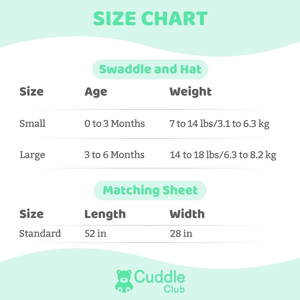 Cuddle Club Newborn Bedding Gift Set - Burrito Bundle Size - Small