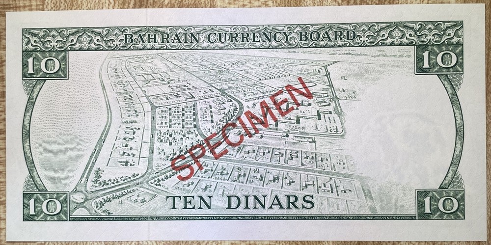 1964 BAHRAIN 10 DINARS "SPECIMEN" UNC