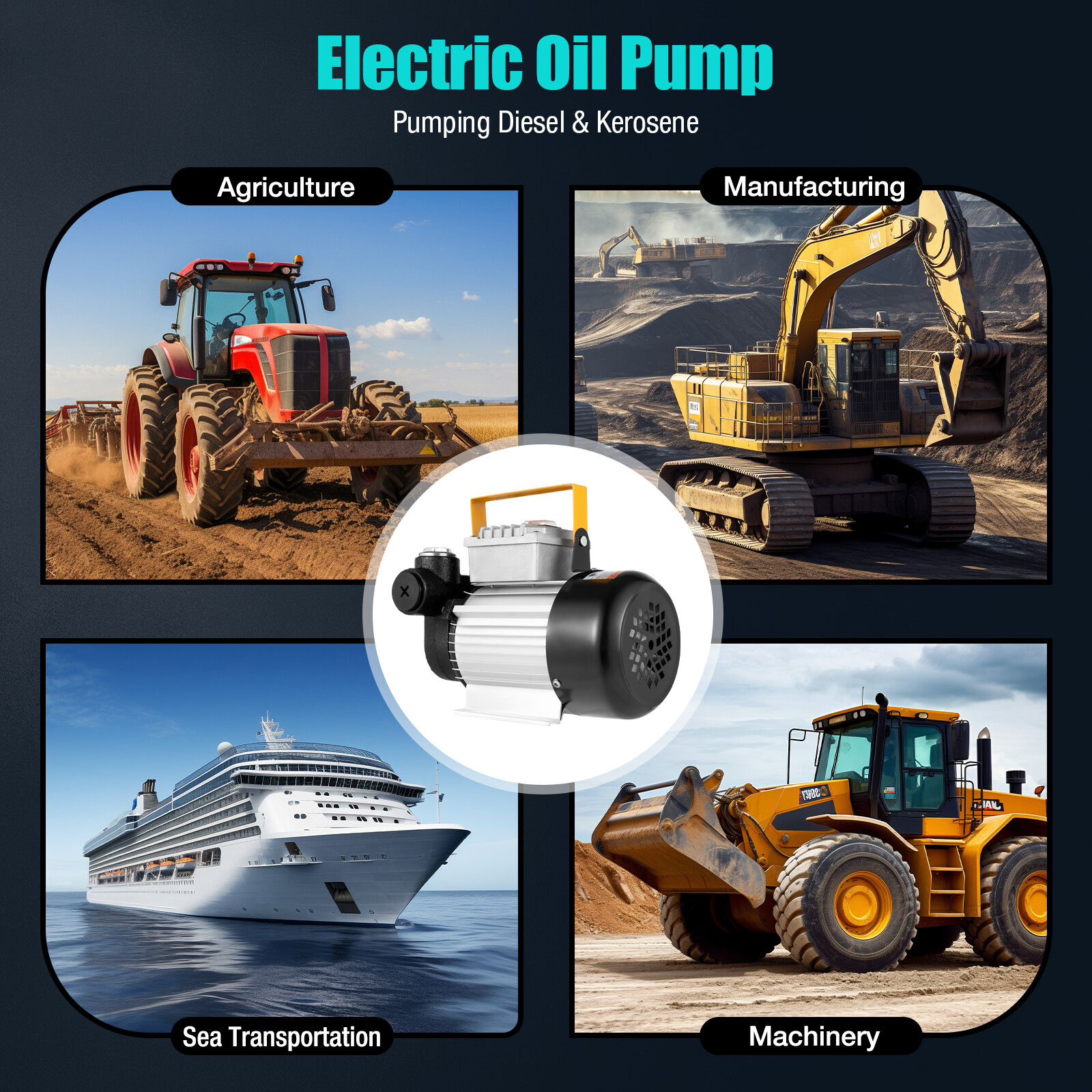 Self-priming Gear Electric Oil Transfer Pump For Fuel 16GPM AC 110V USA