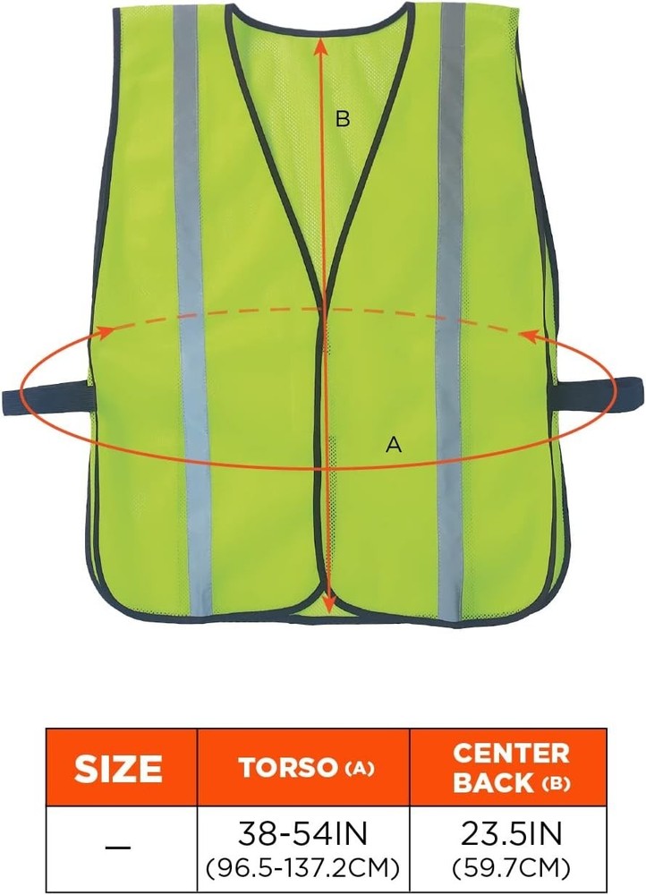 Brightly Colored Non-Certified Reflective Safety Vest - Easy Hook & Loop Closure