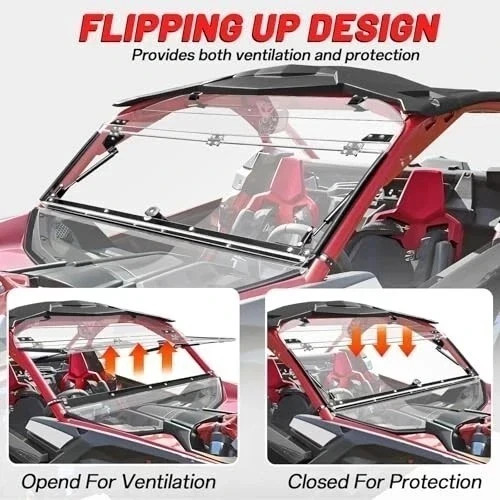 Front X3 Flip Windshield Scratch Proof Full Windshield Compatible With Can-Am