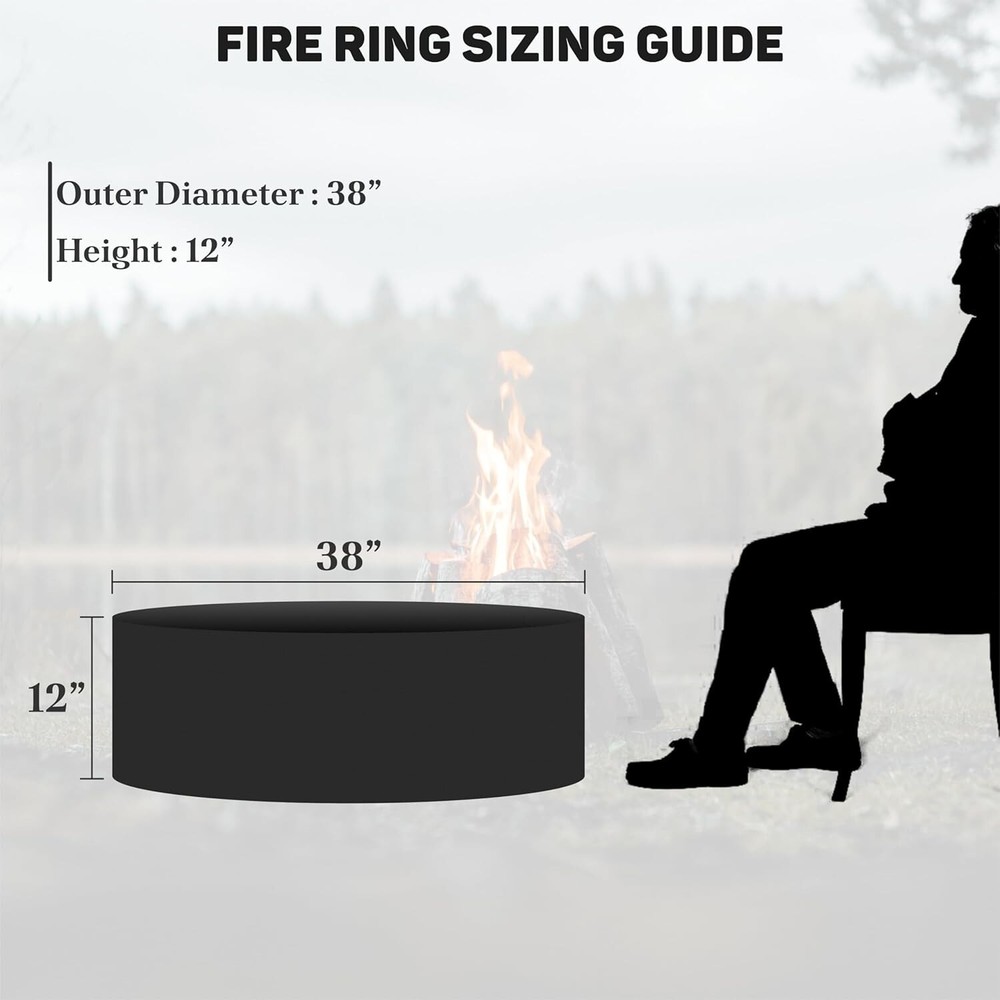FEBTECH 38" Smokeless Fire Ring for Outdoor Fire Pits
