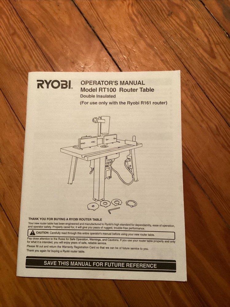 Ryobi model Router Table RT 100 operators manual
