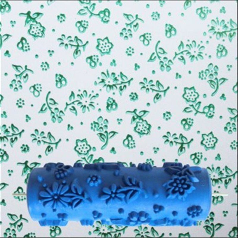 5inch Embossed Paint Roller Wall Texture Stencil Brush Floral Pattern Decoration