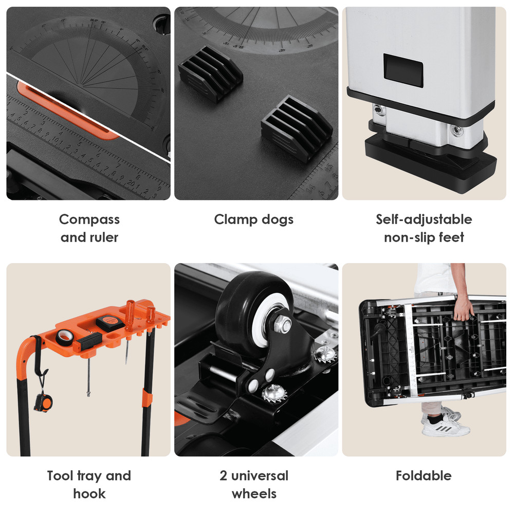 7-In-1 Multifunctional Folding Work Table, Portable Workbench for Garage, as Saw