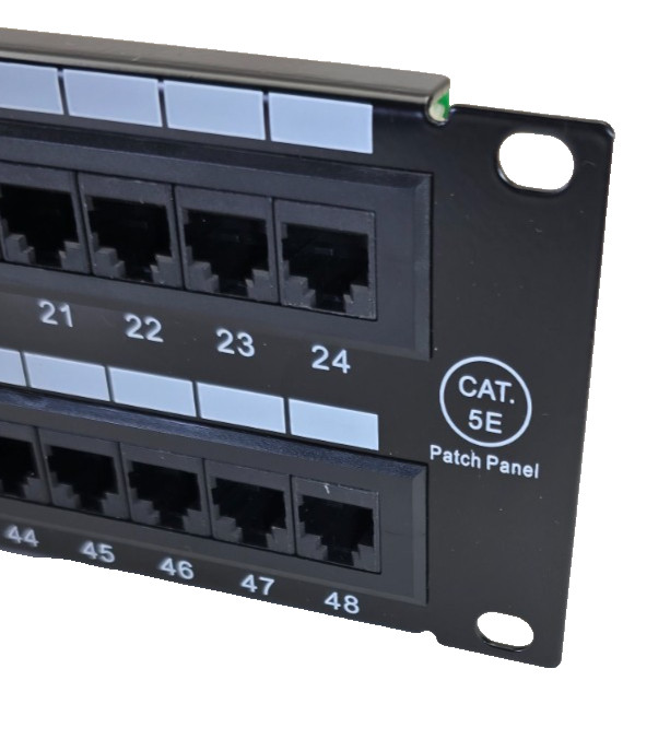 NEW 48-Port CAT5e Patch Panel RJ45 Rack Mount UL Listed w/ Mounting Hardware
