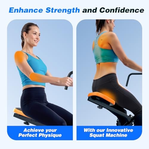 Squat Rowing Machine for Home Gym, Compact Foldable Squat Exercise Black