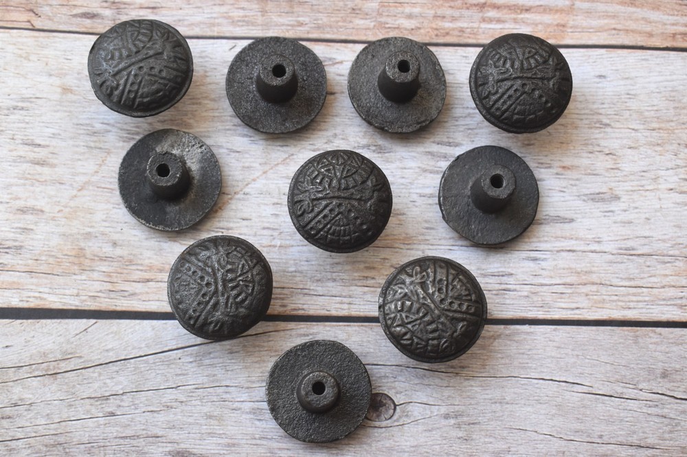 Vintage Victorian cast iron Floral knobs cabinet drawer door handle pull 10pcs