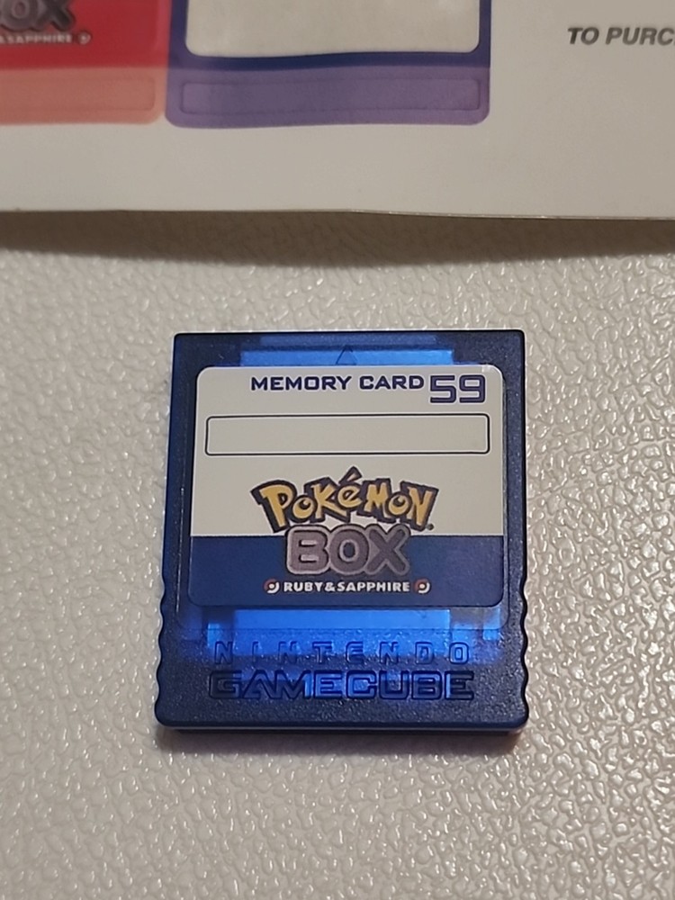 Pokemon Box Ruby and Sapphire Gamecube USA Sticker Insert Only And Memory Card